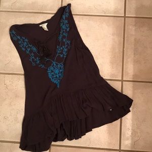 Peplum Tank with Blue Details